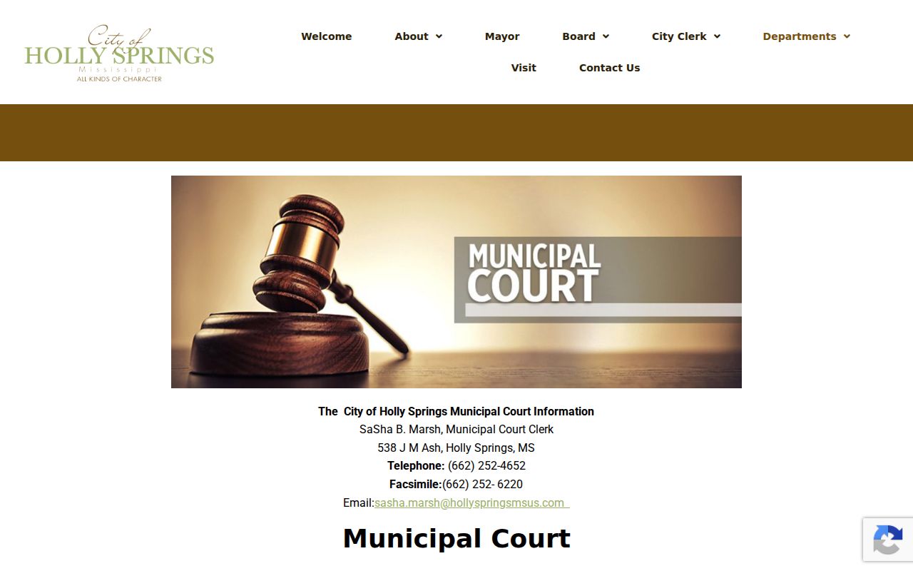 Official Holly Springs Municipal Court warrant and citation information page